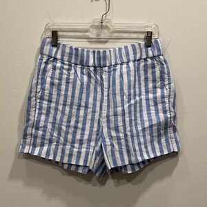J. Crew Blue and White Striped Linen Blend Shorts